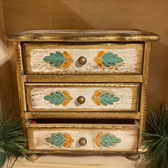 Vintage Wooden Painted Jewelry Drawer Music Box Japan - Picture 8 of 8